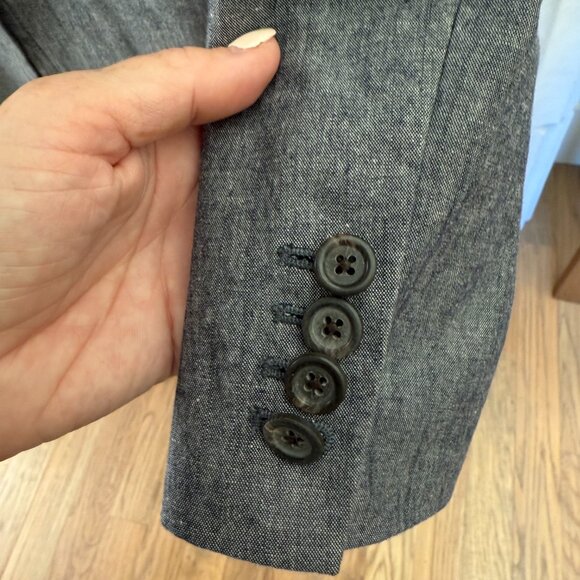 J.Crew Navy Blue single button Blazer Structured Tailored size 0 cotton stretch - Picture 4 of 5